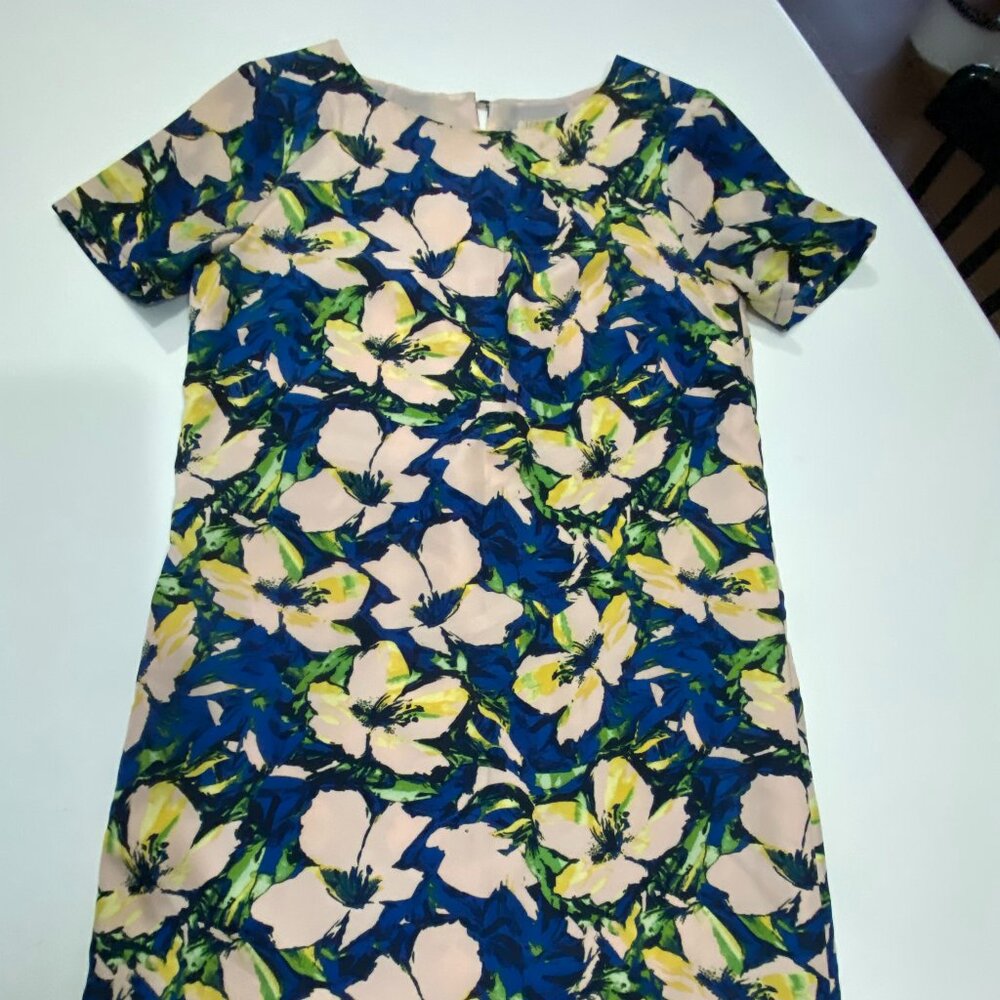 J Crew A Line Short Sleeve Floral Dress - Size 2